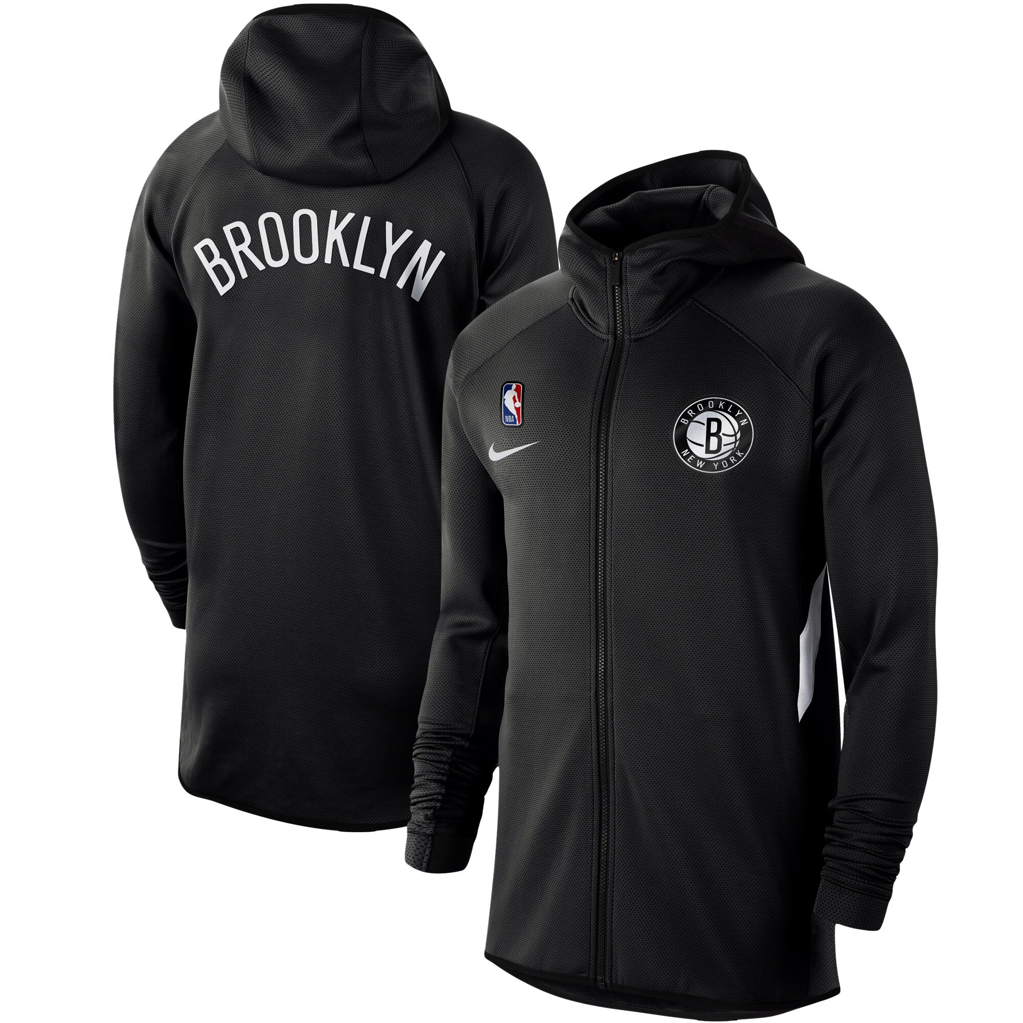 Men lNike Brooklyn Nets Black Authentic Showtime Therma Flex Performance FullZip Hoodie->memphis grizzlies->NBA Jersey